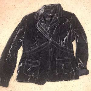 A grey crushed velvet blazer
